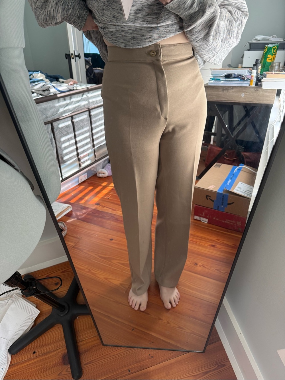 Levi High-Waist Straight Leg Dress Pants - Tan